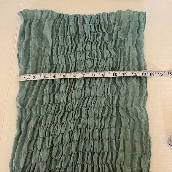 Women’s Blue 100% Viscose Lightweight Fringed Smocked Boho Hippie Scarf - Picture 8 of 10